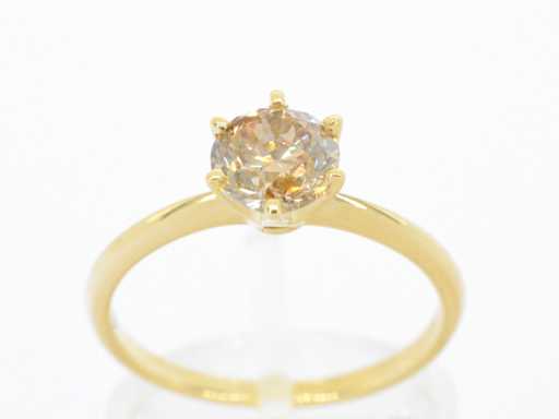 Gouden solitair ring met diamant 1.01 carat
