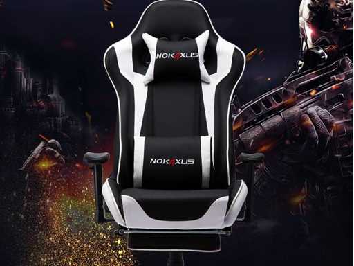 Gaming stoel, - Lendensteun - Massage en intrekbare voetsteun