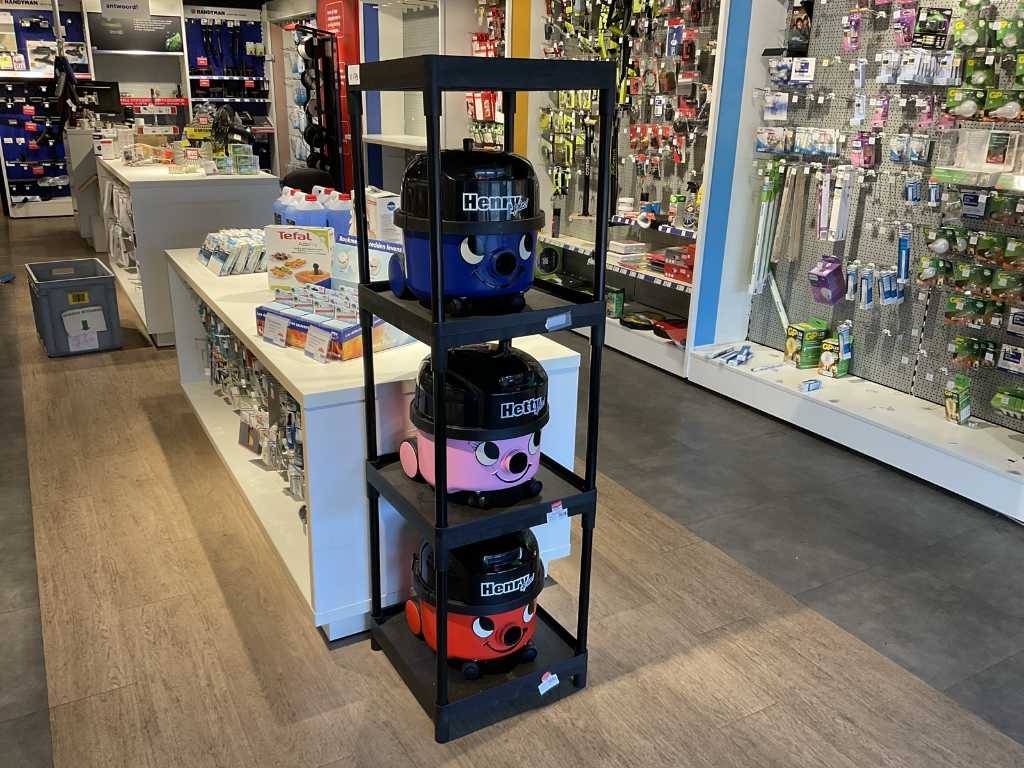 Display furniture with demo vacuum cleaners