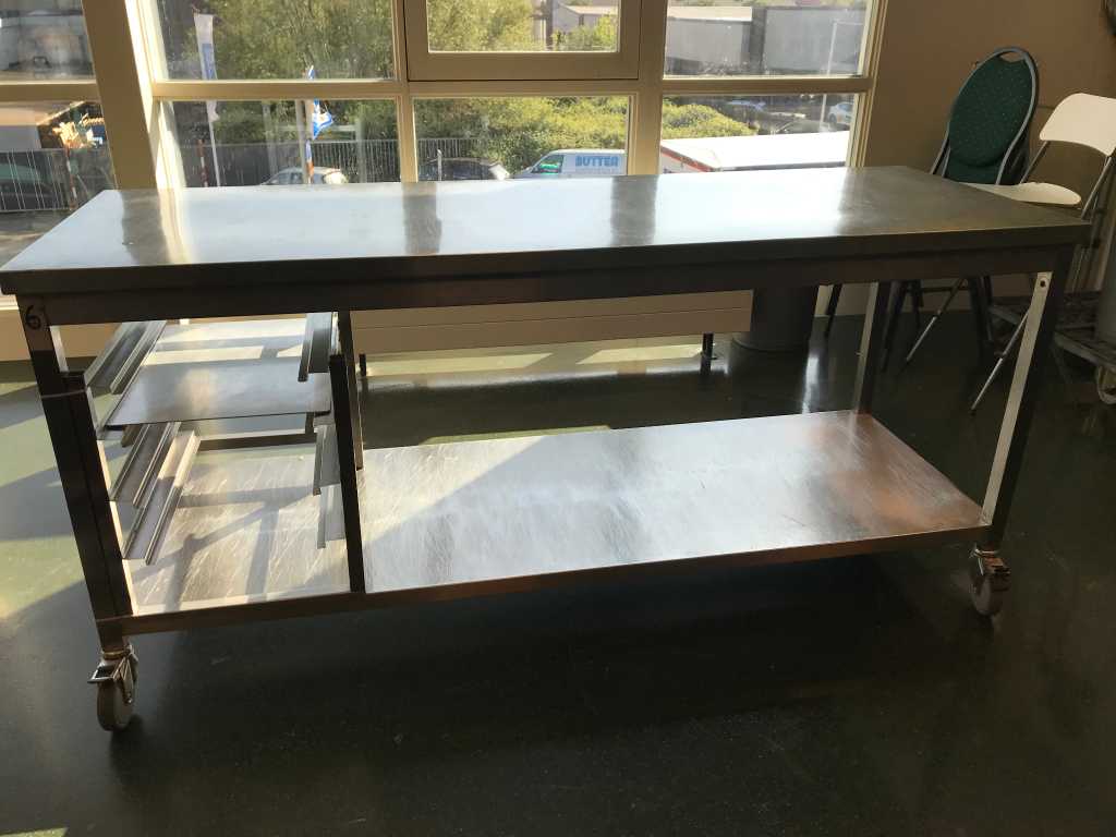 Mobilny stół roboczy ze stali nierdzewnej 200 cm