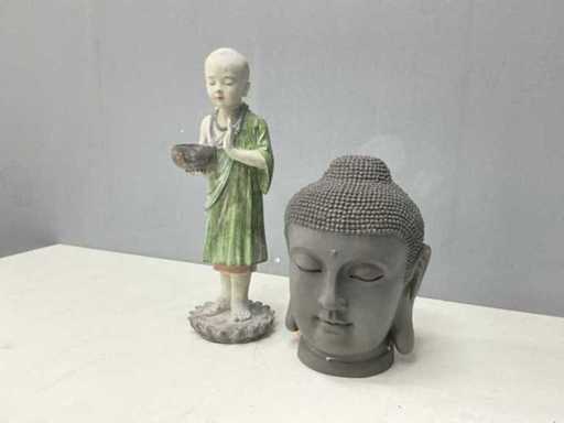 Boeddha en Monnik Beeld (2x)