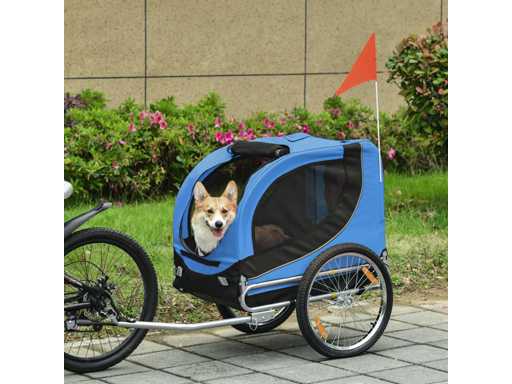 Dog Bike Trailer for Animals with 8 Black Blue Flag Reflectors
