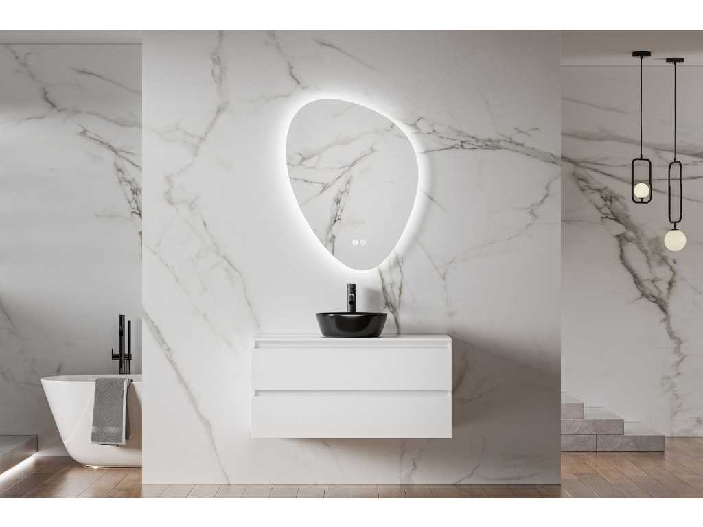 Karo - 64.0025 - Ensemble de meubles de salle de bain sans lavabo avec miroir LED.