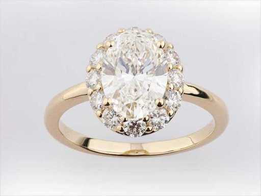 14 KT geelgouden ring met 2,75 cts laboratoriumgekweekte diamant