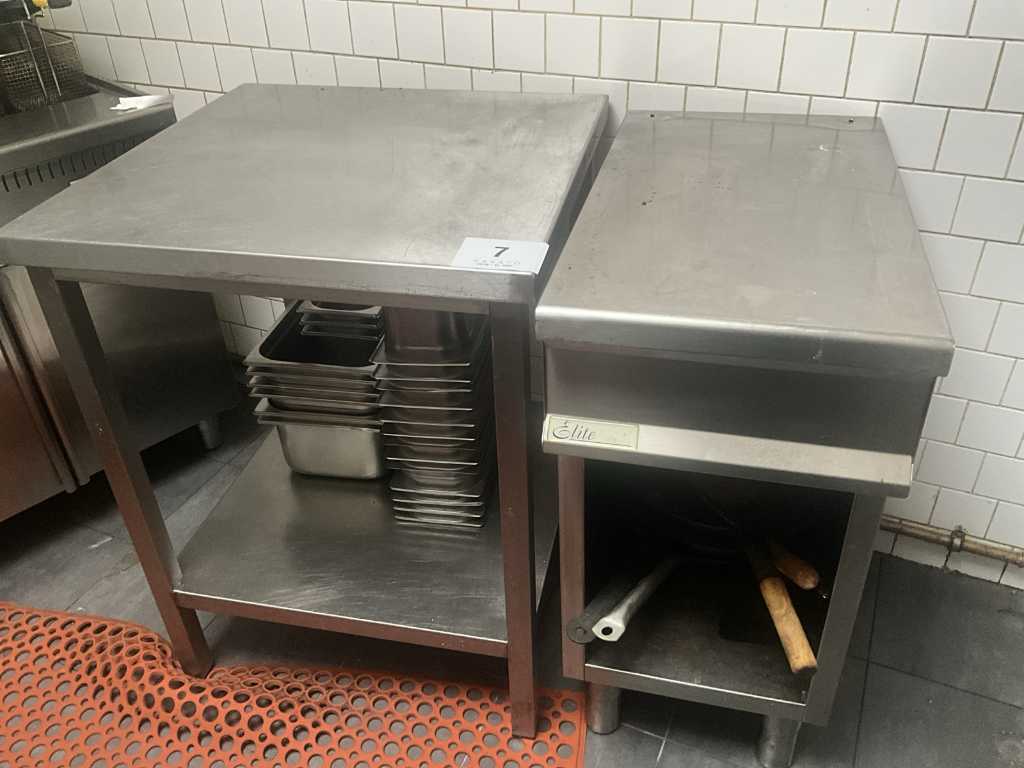 2 various stainless steel work tables wo ELITE