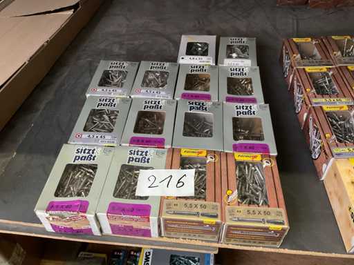 14 Schachteln Edelstahlschrauben, teilweise Hartholzschrauben