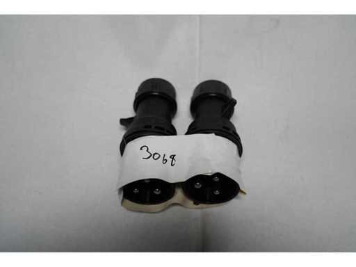 PCE - PLUG MALE 110/32/3 - BLACK (2x)