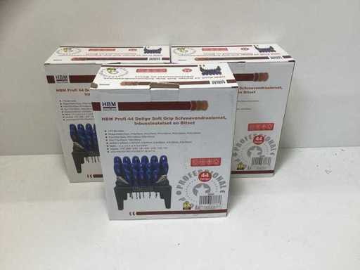 3× HBM 44-teiliges Softgrip-Schraubendreher-Set