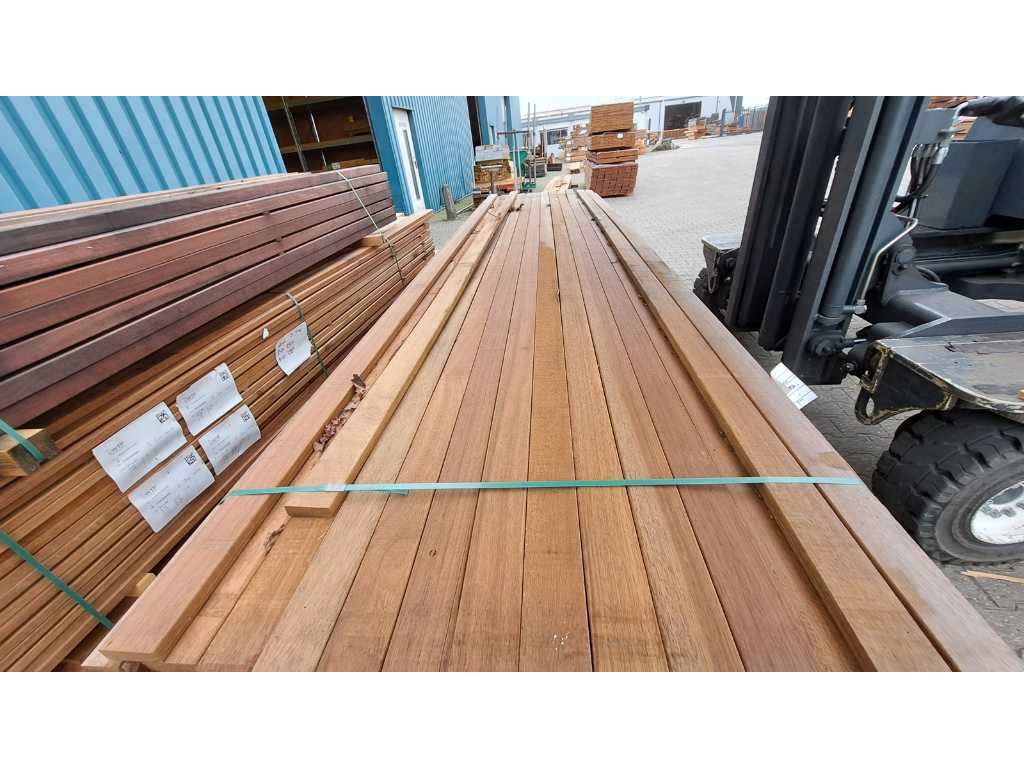 Guyana Teak hardhouten planken geschaafd 25x70mm, lengte 400cm (140x)
