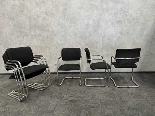 7x nestelbare vergaderstoel zwart-chroom