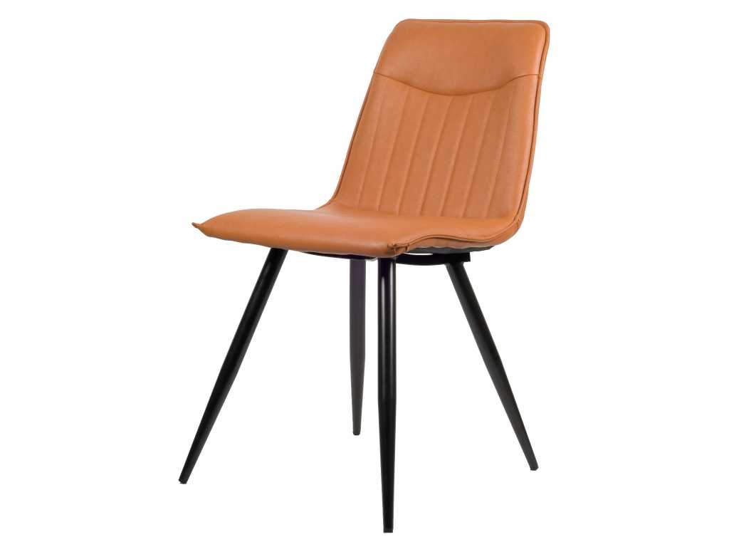 6x Design dining chair cognac pu leather
