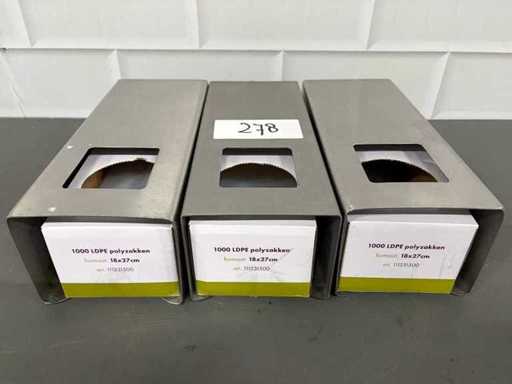 Dozownik plastikowej torby ze stali nierdzewnej (3x)