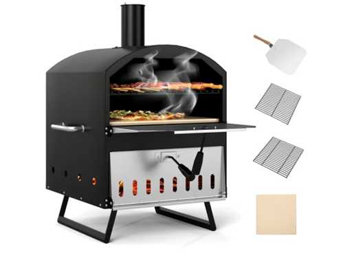 Four à pizza extérieur 40 cm à bois avec pierre et grille