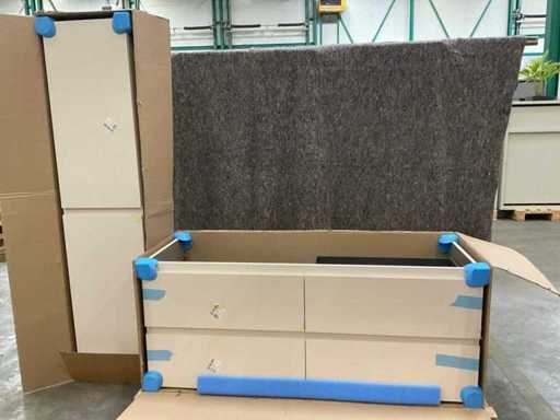 Sanijura Lumen 140cm Washbasin cabinet with column cabinet