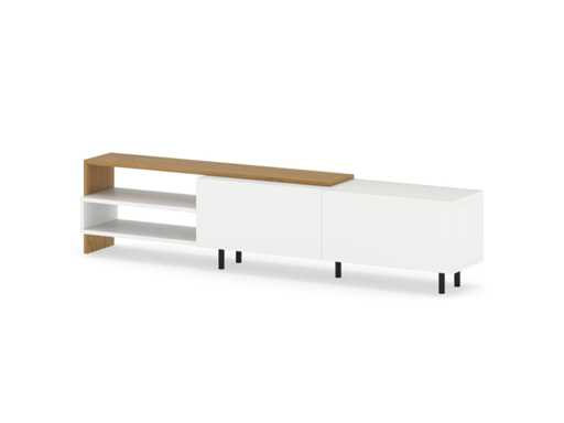 Meuble TV blanc pour téléviseur 80 pouces avec étagères