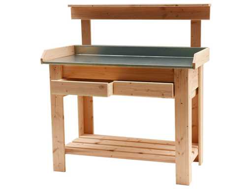 Douglas garden work table with zinc top 110x48x109 cm (2x)