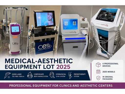 Medical-Aesthetic Equipment Lot 2025: Diode Laser, Hydrafacial 12-in-1, Pressotherapy and Body Shaping System TW-SP
