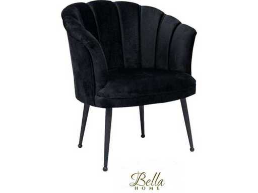 Bella Home Mila - fotel - aksamit - muszla - z czarnymi nogawkami