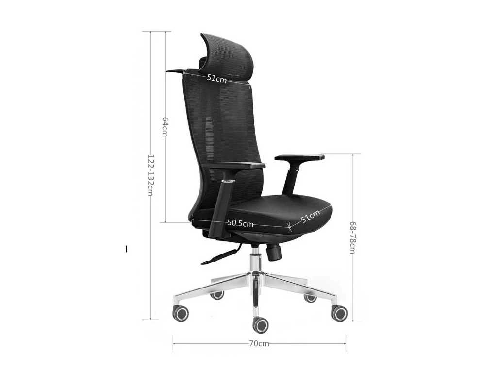 Kantoormeubels: Ergonomische bureaustoel met hoofdsteun - zwart