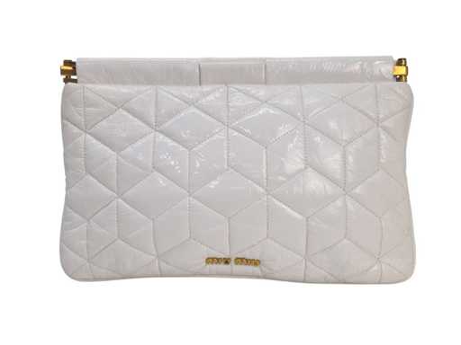 Miu Miu - Pochette - borsa a mano in vernice bianca con dettagli in oro