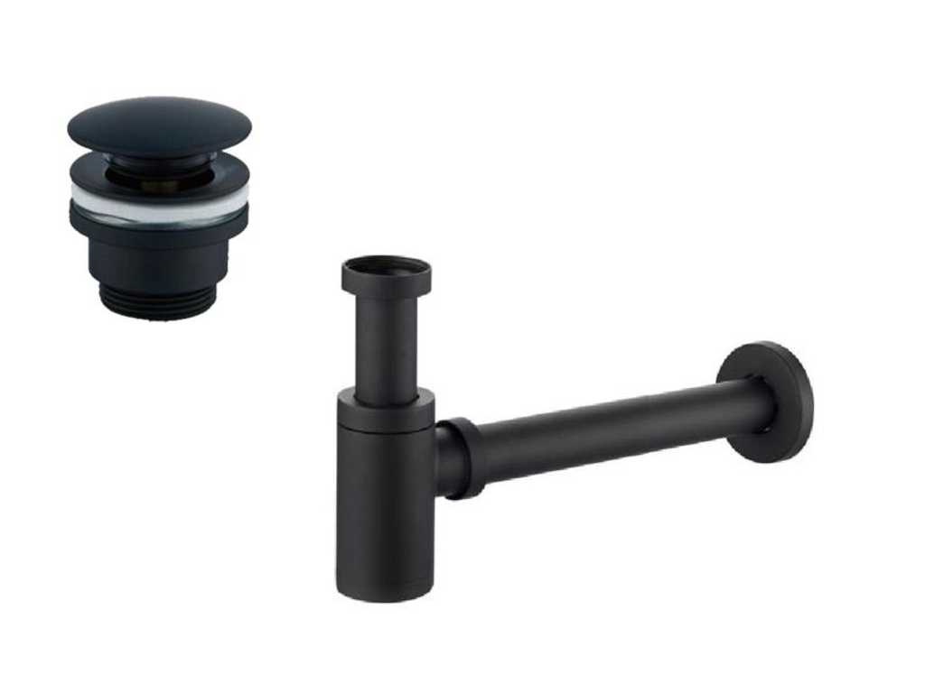 1 x Design siphon with drain plug matt black