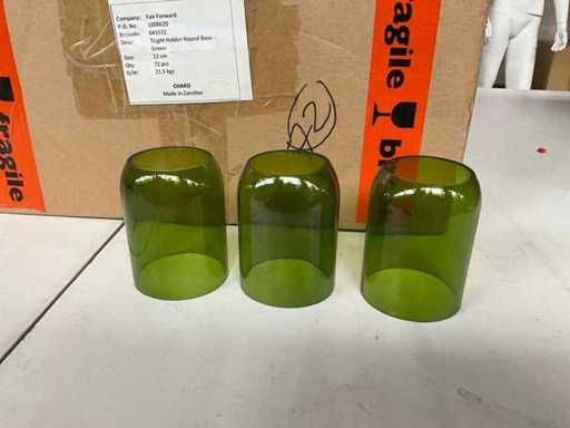 Szklana zielona lampka na świeczkę Fair Trade (72x)