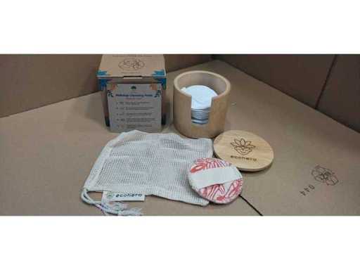 écohéros - Tampons de maquillage - 10 pièces chacun, incluant une boîte en bambou et un sac à linge (20x)