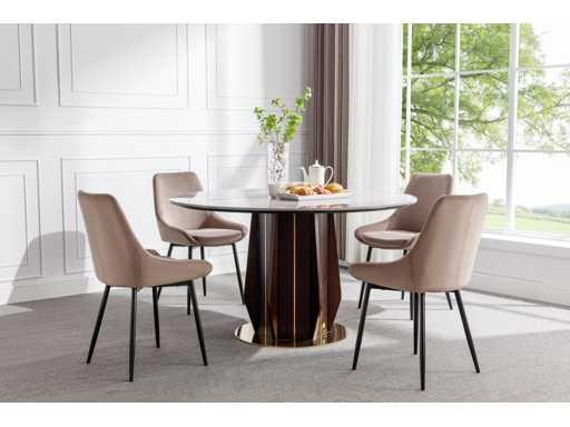 Set of 2 chairs - Velvet and black metal - Taupe