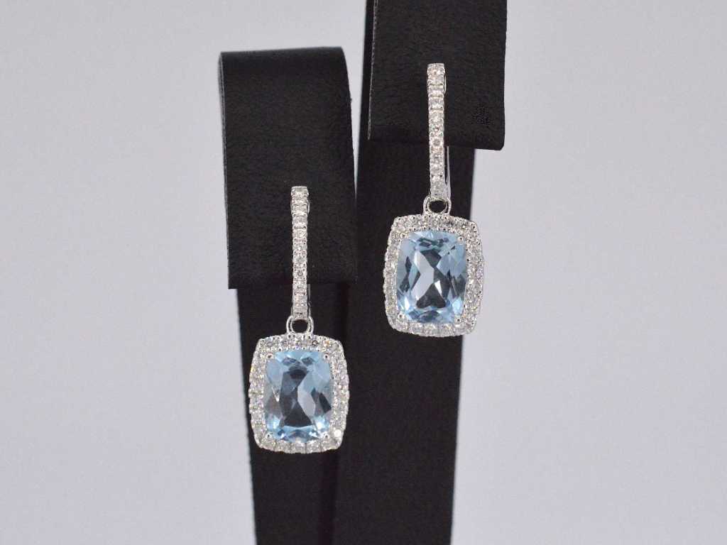 White gold entourage earrings with large topazes and diamonds