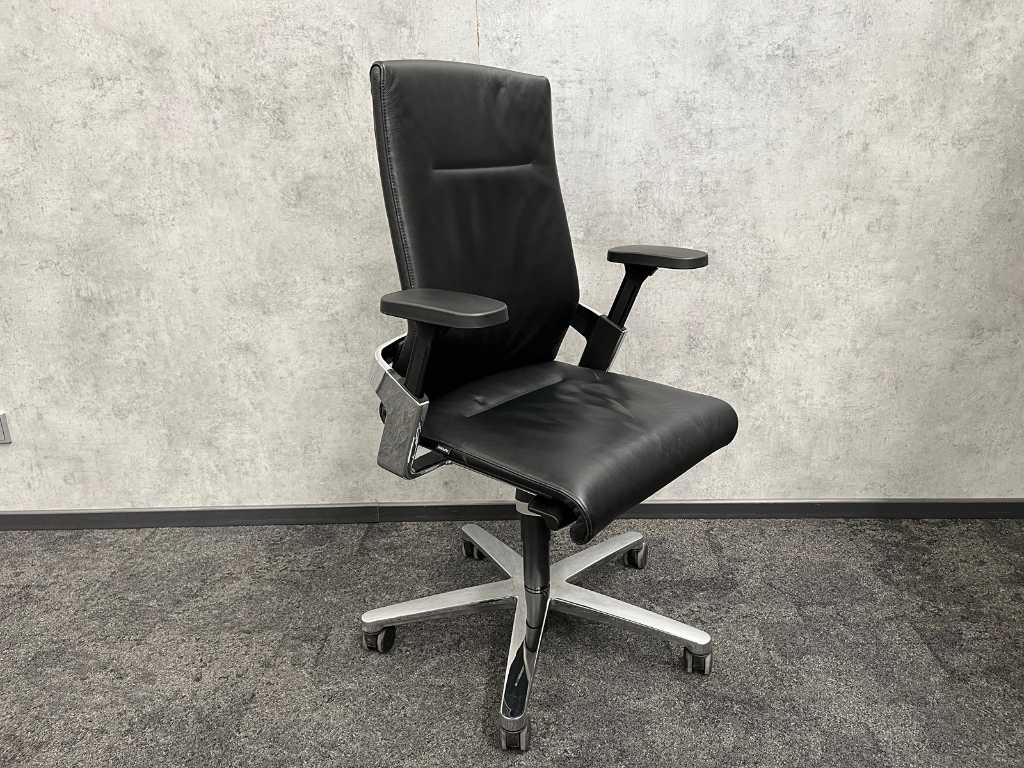 Wilkahn ON 175/71 - chaise de bureau en cuir noir/chrome