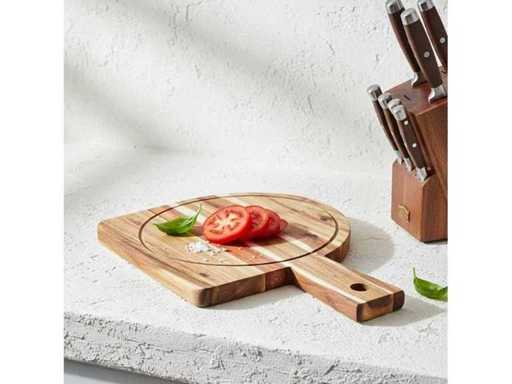 4Shine - deska serwowania z akacji 44x32x2 cm - owalny z uchwytem - 4shine - naczynia kuchenne (20x)