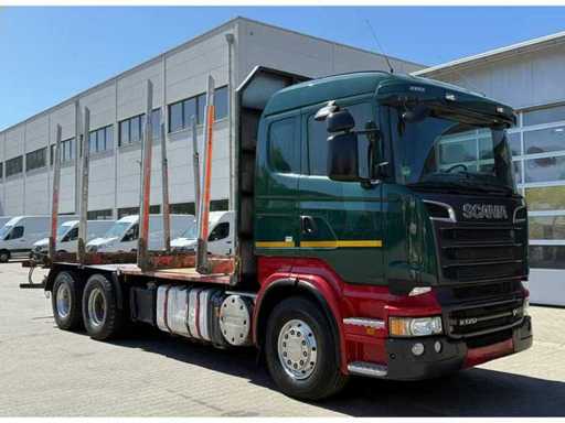 Scania - R560 - 2014 - Vehículo de transporte de madera 6x4 con grúa cargadora LOGLIFT HIAB 140S79R