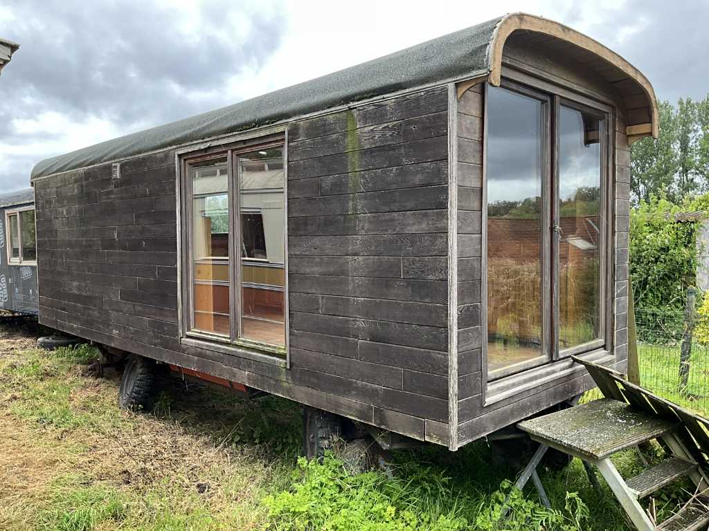 Modern wooden caravan
