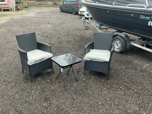 MaxxGarden Rattan garden set Garden chair with table