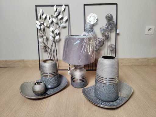Wall decoration - Vases - Table lamp - Bowls (8 pieces in total)