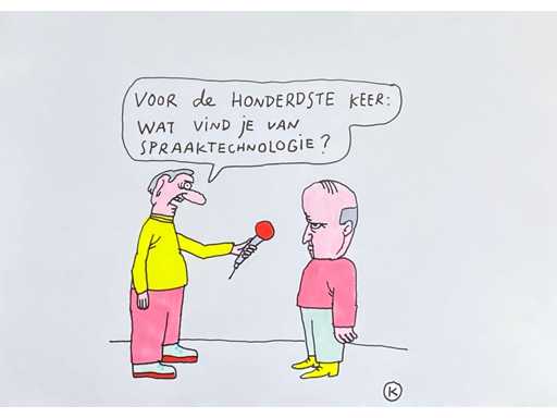 Kamagurka - Spraaktechnologie - Inkt en kleurstift op papier - ingelijst