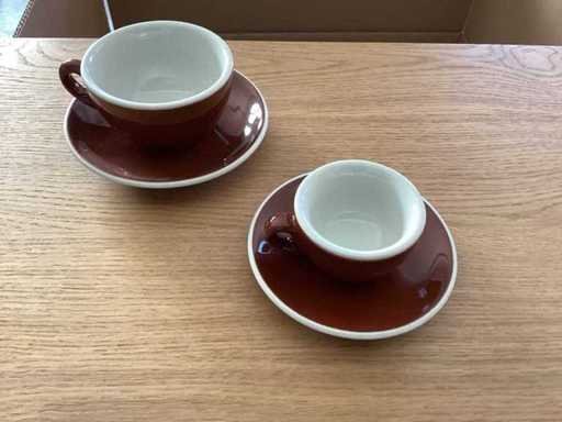 Taza y platillo 5 veces, taza y platillo de espresso 4 veces, lote mixto, marrón blanco