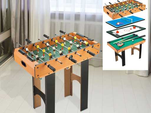 Table multi jeux 4 en 1 babyfoot billard air hockey ping-pong avec accessoires