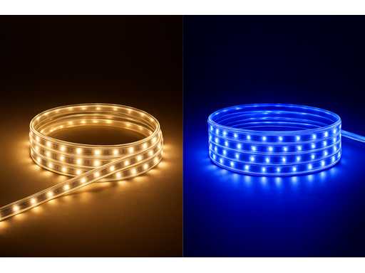 LED Strip 25m – 10W/M – Blauw & Warm Wit – IP65 Waterdicht – SMD 2835 (x2)