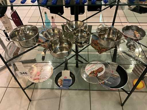 3delig kookpotset Gsw + 3 x braadpan Gsw, mengkommen en sauspannetjes met warmer inox