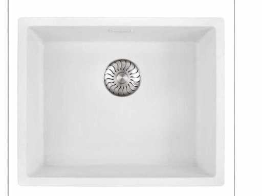 Caressi White Line Sink granit alb 54x44