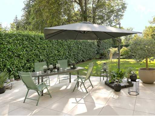 GREEN LOUNGE tuintafel van aluminium, GS-gecertificeerd, uitschuifbaar van 160 tot 240 cm.