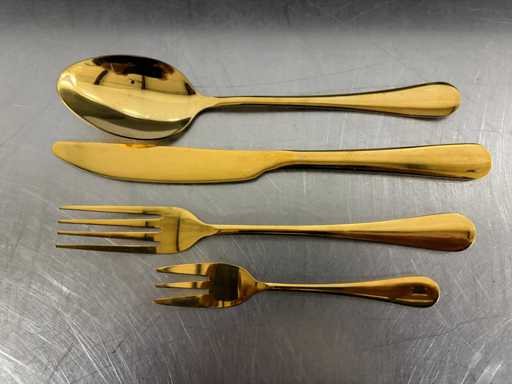 Złote sztućce (noże, widelce, łyżki, widelce do ciasta) (125x)
