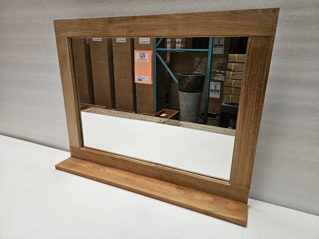 Essential Teak Mirror 90 x 3 x H70cm with Shelf 