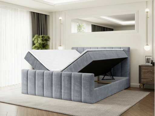 Box springbed 200x200 - matras - matras topper - borst - grijs fluweel