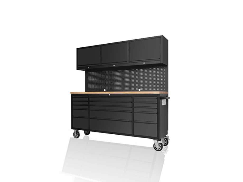 Stahlworks Workbench Deluxe Black 72 inch high 15 drawers