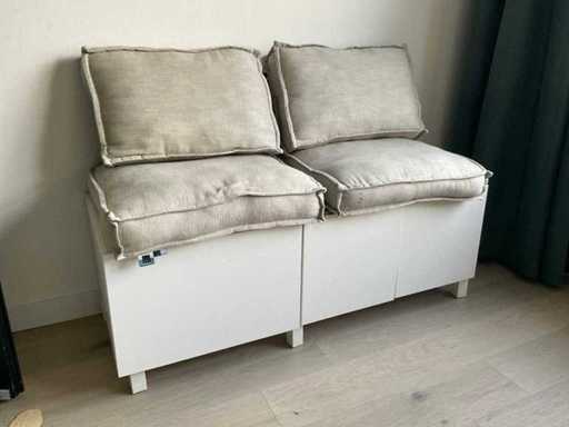 Cupboard bench with four cushions