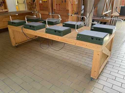 Worktable with 8x Proxxon hot wire cutting machine