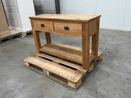 Dębowy stolik boczny 75x120,5x40,5cm