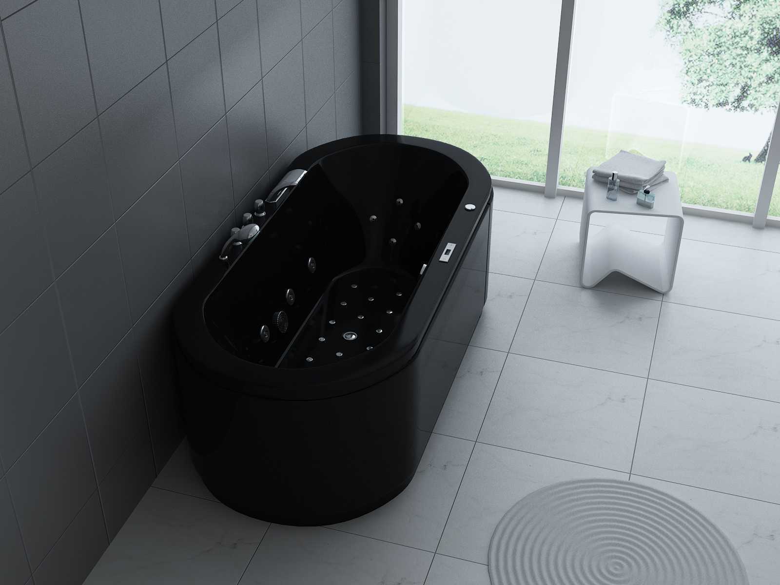 Baignoire autoportante pour massage à l'eau à LED 1850 mm en blanc avec  chauffe-eau